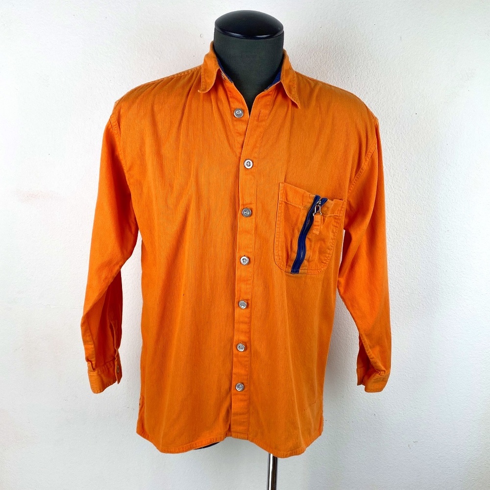 Cold Storage Foul Weather Gear Mens Orange Cotton Twill Shirt Long Sleeve Large